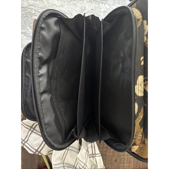 Vintage 14 x 14 x 8”Rolling Travel  Duffle Luggage Black Hibiscus Hawaii Floral - Picture 10 of 16